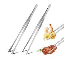 2 Pezzi Pinze da Cucina Professionali, Pinzette da Cucina 30 cm, Pinza da Cucina Acciaio Inox Pinze Barbecue Pinza Chef per Barbecue, Bistecca, Hamburger, Pasta, Dessert, Decorazione, Estrazione