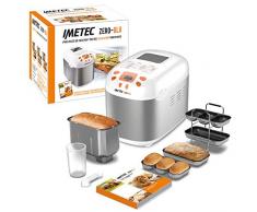 Imetec Zero-Glu Macchina per Pane e Dolci, 20 Programmi/7 senza Glutine, Accessori per 3 Forme di Pane, Avvio Programmabile, Ricettario, 1 kg, Impasta, Lievita e Cuoce, 920 watt, Bianco/Grigio