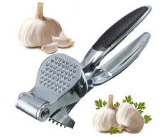 ZJY Pressa-Aglio Pesante di Acciaio Inossidabile di Aglio Press frantoio affettatrice Strumento Antiscivolo Impugnatura in Argento 18x6cm Facile autopulente Frutta Verdure Strumento Spremiaglio