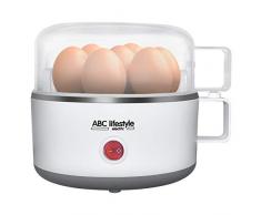 Cuociuova elettrico, ABC Lifestyle EB-353 Cuocitore per uova bianche (bollitura soft, medio o duro) con buzzer e misurino, Capacità 7 uova, BPA free