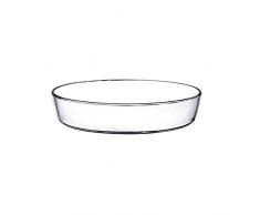 Teglia antiaderente Bocce a microonde in vetro Clear Round Glass Casseruola in vetro coperto Bakeware Tortiera antiaderente (Size : S)