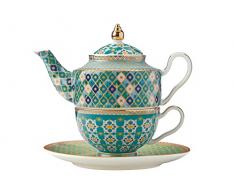 Maxwell & Williams Teas & C’s Kasbah Set da Tè per Uno con Tazza e Teiera con Infusore in Porcellana, Confezione Regalo, Color Verde Menta, 380 ml