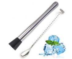 Pestello Cocktail Bogoro,Cucchiaio da Miscelazione Cocktail,Pestello da Cocktail Pestello Cocktail Cucchiaio Mescolando Manico Lungo Cucchiaio Cucchiaio di Miscelazione Cucchiaio per Bar di Casa
