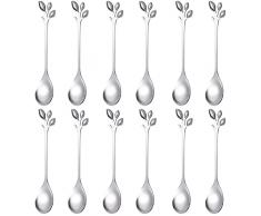 Cucchiaino da Caffè in Acciaio Inox,12 Pezzi Cucchiaini da Gelato per Dessert Cucchiaio per Mescolare Cucchiaino da Zucchero, per Dessert,Cucchiaini da Gelato,Tè,Latte,Caffè (Argento)