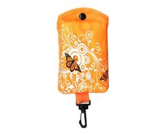 tyrrdtrd - Borsa per la spesa, motivo floreale, pieghevole, in tessuto Oxford, colore: Arancione