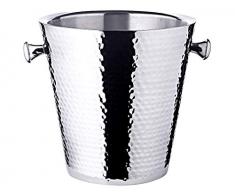 Edzard Secchiello per Spumante Secchiello per Bottiglia Valencia con Manico, martellato in Acciaio pregiato, a Doppie pareti, Altezza 23 cm, Diametro 22 cm