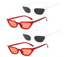 4Pcs Occhiali da Sole Cat Eye Donna Vintage Retro Eyewear Occhi di Gatto Protezione UV Caramelle Colorate Bicchieri Piccola Cornice Per Uomini e Donne