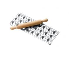 Panetta Casalinghi in Alluminio, Stampo per Ravioli con mattarello in Legno, Argento, Piccole, Pezzi