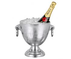 WOMO-DESIGN Secchiello Monaco Raffredda Bottiglie Champagne Cooler Alluminio Argento Ø 19 x 23 cm Raffreddatore Bevande Vino Spumante Cocktail Secchio per Ghiaccio Elegante per Bar Eventi Matrimoni