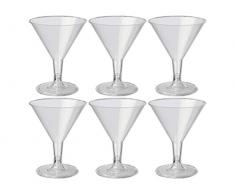 GIRM® - S2618 - Coppa da Cocktail monouso, confezione 6 pezzi, trasparente, Coppa per feste, bicchieri di plastica monouso, bicchieri da champagne di plastica, bicchieri di plastica colorati, flute rigidi di plastica, calice monouso,