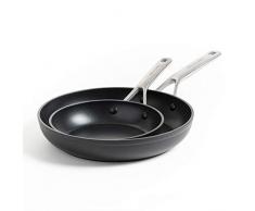 KitchenAid Set Padelle Antiaderenti in Alluminio Forgiato Indurito, Adatte a Tutti i Tipi di Fornelli, Induzione, Forno e Lavastoviglie, 20/28 cm, Nere