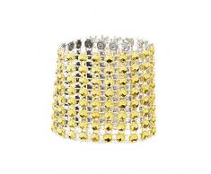 50Pcs Anelli Portatovagliolo 8 Rows Gold Chair Sash Tovagliolo Anelli Sparkling Diamond Mesh Wrap Nastro Avvolto per Il Banchetto di Nozze Patito Decorazione, Colore Oro