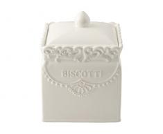 H&H Biscottiera Quadrata, Ceramica, Bianco