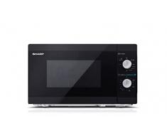 SHARP YC-MG01E-B, forno a microonde 20 litri, con funzione grill, 5 livelli di potenza, funzione defrost, piatto rotante 255 mm, colore nero