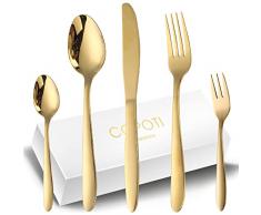 Set Di posate Oro Per 12 Persone, COPOTI 60 Pezzi Acciaio Inox Coltello Forchetta Cucchiaio Cena Set,Lavabili in Lavastoviglie.…