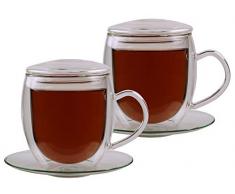 Feelino® Bicchieri da tè a doppia parete con manico (2 x 270 ml) – bicchieri per vin brulé, tazze da tè a doppia parete, bicchieri da punch