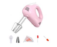 GINVF Sbattitore Elettrico Frusta Piccola Fruste a 5 velocità Fruste per Alimenti con Pulsante di espulsione Motore Elettrico Kitchenaid 120 W - Rosa
