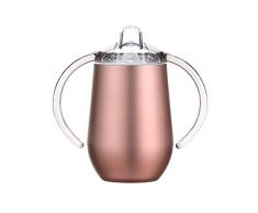 Bicchiere Per Bambini - 300 Ml Bicchieri In Acciaio Inox Doppio Manico Tazza Isolata A Vuoto A Doppio Strato, Tazza Di Acqua Tazza Di Svezzamento Thermos Bicchiere Di Apprendimento Per Bambini