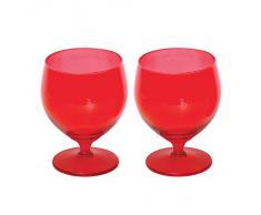 Excelsa Happy Colour Calici da Acqua, Vetro, Rosso, 2 Pezzi