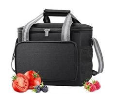 LAIJUHM Borsa Termica Porta Pranzo 15 litri da Lavoro, Manutenzione di Freddo e Caldo per Uomo/Donna/Bambino Porta Pranzo Cibo Alimentazione per Campeggio Lavoro Scuola, nero…