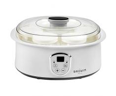 Browin 801015 yogurtiera con termostato e Bicchieri, 7 vasetti con Coperchio, 1,3 l, 20 W, plastica, Vetro