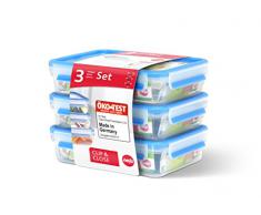 Emsa Clip & Close 017032515645 Contenitore Salvafreschezza, Set 3 Pezzi, 1.2 l