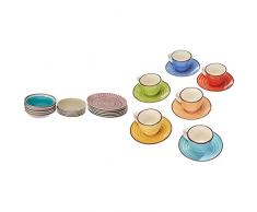 Tognana Ls17018M064 Cape Town Servizio Tavola 18 Pezzi, Ceramica, Multicolore & Ls18534M043 Set 6 Tazze Caffè Con Piatto Cc90 Art & Pepper, Stoneware