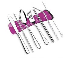 UKKO Cucchiaini Posto per Tavoli da Pranzo Portatile Set di Posate in Acciaio Inox Cucchiaio in Acciaio Inox Forchetta da Viaggio Coltello da Viaggio Dining Canteen Stovice Set