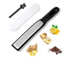 Topways® - Grattugia per agrumi e formaggio, per zenzero, aglio, cioccolato, arancio, cioccolato, verdure, frutta, lama affilata in acciaio inox + copertura protettiva