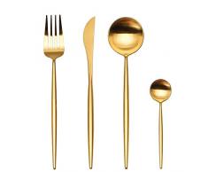 LEKOCH 4-pezzi 18/10 posate in acciaio inox tra cui forchetta cucchiaio coltello posate Set per 1 (doro)