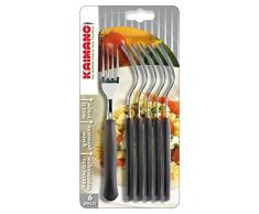 Kaimano KTS790106N Italicus Forchette, Acciaio Inossidabile, Nero, 6 unità