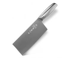 SHI BA ZI ZUO Coltello per verdure cinese Coltello per affettare da 7 pollici con manico in acciaio Coltello da cucina per affettare carne e verdure