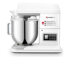 Hauswirt Impastatrice Planetaria, Lavoro Ininterrotto per 8 Ore Professionale Ultra Silenziosa, Commerciale Robot da Cucina con Timer LCD, 11 Velocità, Corpo in Metallo, Con Ciotola da 7L