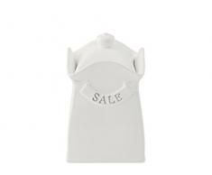 H&H 131107 Ceramica Quadrato Sale Xh16 Contenitori Cucina Barattoli, Bianco
