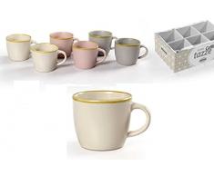 Set 6 Tazzine Tazze caffe in Ceramica senza Piattini 115 ml Vari Colori