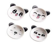 Cabilock 4 Pezzi di Piatti per Salsa in Ceramica Mini Simpatici Piatti per Condimento di Panda Sushi per Immersione Ciotola Piattini Ciotola Piatti per Antipasti