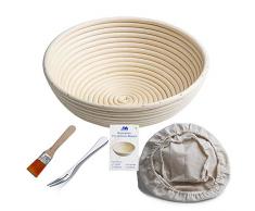 Jingmei Cestino rotondo da lievitazione, diametro: 25 cm, altezza: 8,5 cm Banneton Proofing, 10 rotondo Banneton Brotform per pane e impasti Proofing Rising Rattan ciotola(1000g di impasto)
