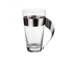 Villeroy & Boch NewWave Bicchiere per Latte Macchiato, 500 ml, Altezza 15 cm, Cristallo/Acciaio Inox, Trasparente