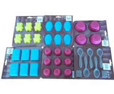 Stampi per dolci 100% silicone, facili da lavare e da rimuovere. Disponibili in diverse forme (Rettangolo, Morosita, Cucchiaio, Orsetto, Conchiglia, Tortina)