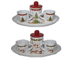 Set caffè 2 tazzine con zuccheriera e Vassoio Decorazioni di Natale Renna Albero Idea Regalo addobbi casa Cucina Tavolo-Decoro Albero