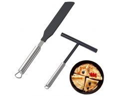 Vusddy 1 Set Spatola per Crepes, Paletta per Crepes da 19,5 Cm, Macchina per Crepes in Acciaio Inossidabile con Spatola, Accessori per Crepes per Pancake, Padella per Crepes
