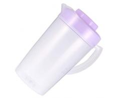 UPKOCH - Caraffa in plastica per frigorifero, 2 l, con coperchio, per succo caldo, succo freddo, tè, succhi di frutta, bevande, latte, caffè (viola)