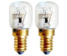 2 x Philips 25 W SES E14 Attacco a vite piccolo Pigmeo lampade > 300 gradi C microonde/forno nominale lampadine confezione