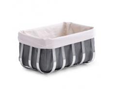 Zeller 27318 - Cesta per il pane con sacchetto, 22 x 15 x 11 cm, superficie cromata e tela