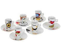 Zeller 26505 Set Tazzine da caffè Faces, Porcellana, Multicolore, 0.1x5x6.7 cm, 12 unitÃ
