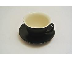 SET DI 6 TAZZE DA COLAZIONE IN GRES CON PIATTO LINEA BIANCO NERO TOP GRES