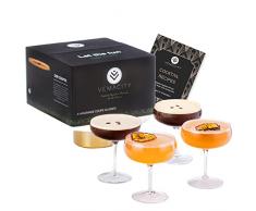 Set di 4 Eleganti Bicchieri Cocktail Coupe Fatti a Mano in Cristallo Qualità Bar, Calice Coppa Champagne & e-Book Ricette, Bicchieri Larghi da Martini Stile Pornostar, Bicchieri da Martini Espresso