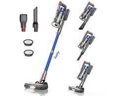 BuTure Aspirapolvere Senza Fili, 33KPA/450W Scopa Elettrica Senza Fili Potente,55Mins Batteria Rimovibile,Filtraggio a 6 Strati,Anti-Avvolgimento Aspirapolvere per Peli Animali/Pavimenti/Tappeti