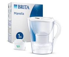 Brita Caraffa Filtrante Marella Bianca (2.4L) incl. 1 Filtro MAXTRA PRO All-in-1, Adatta alla Porta del Frigorifero con Memo Digitale e Coperchio Ribaltabile, ora in Confezione Smart Box Sostenibile