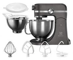 Electrolux EKM5540 Impastatrice Planetaria in Acciaio Inox, Motore 1200W e 10 Velocità, con Frusta e Coperchio, 360x370x210mm, Grigio
